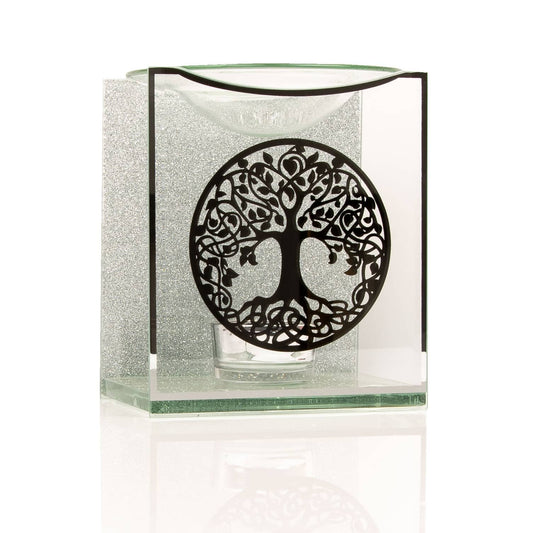 Silver Tree Of Life Design Glass Wax & Oil Burner LP45392