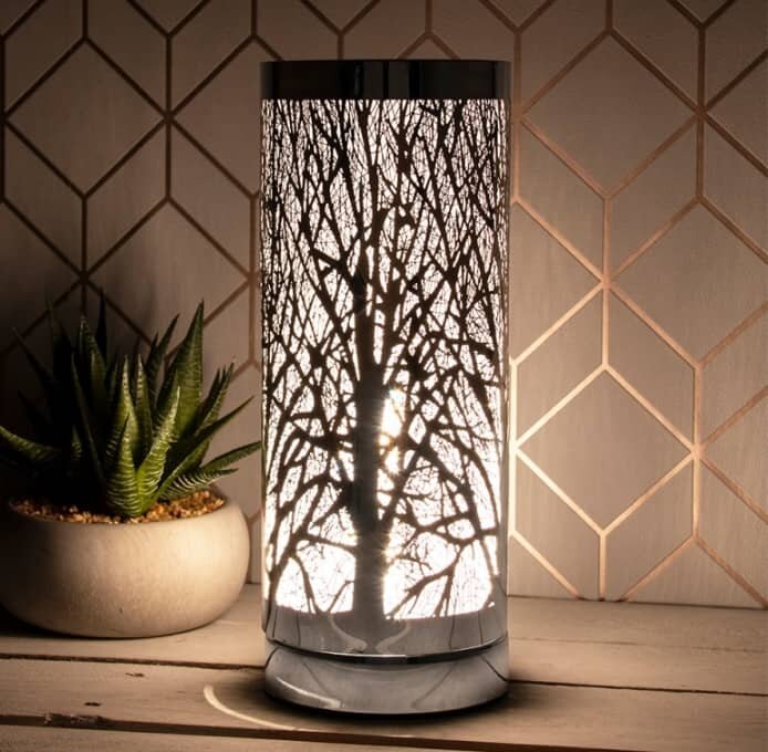Silver and White Tree design Wax Burner Electric L-7601WH