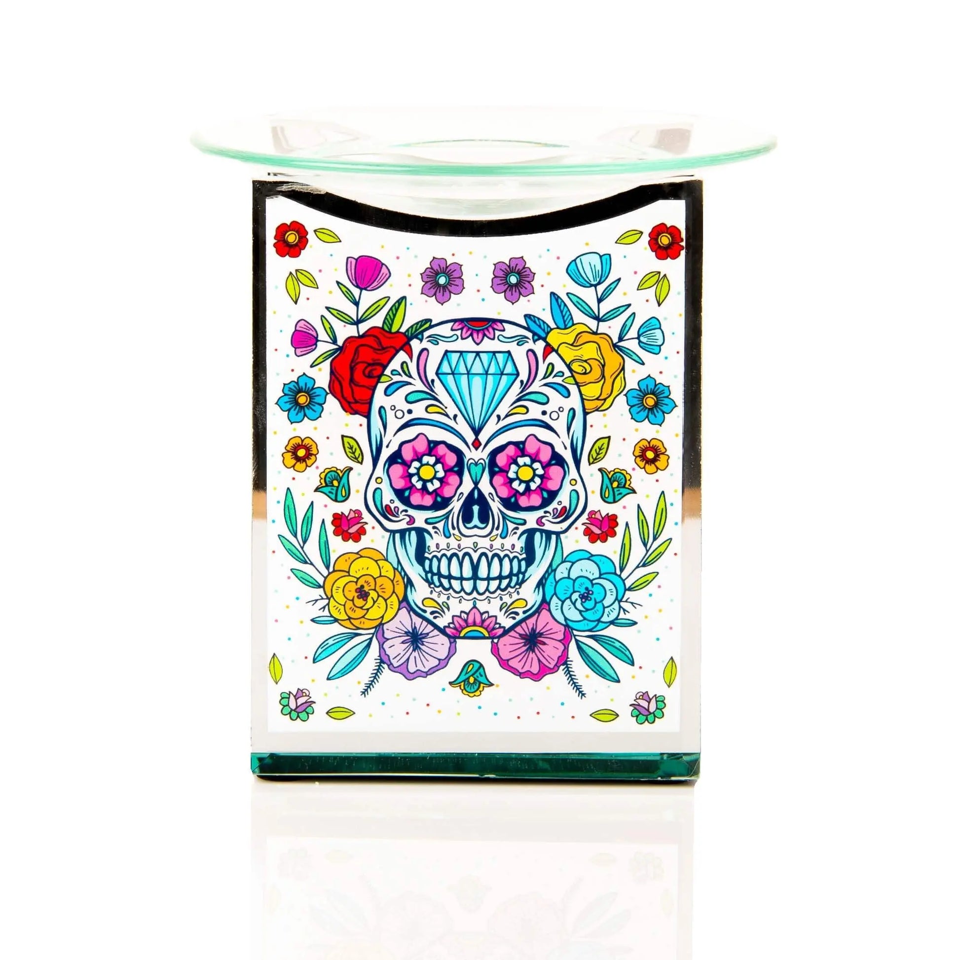 Sugar Skull Floral Glass Wax Melt / Oil Burner My Store