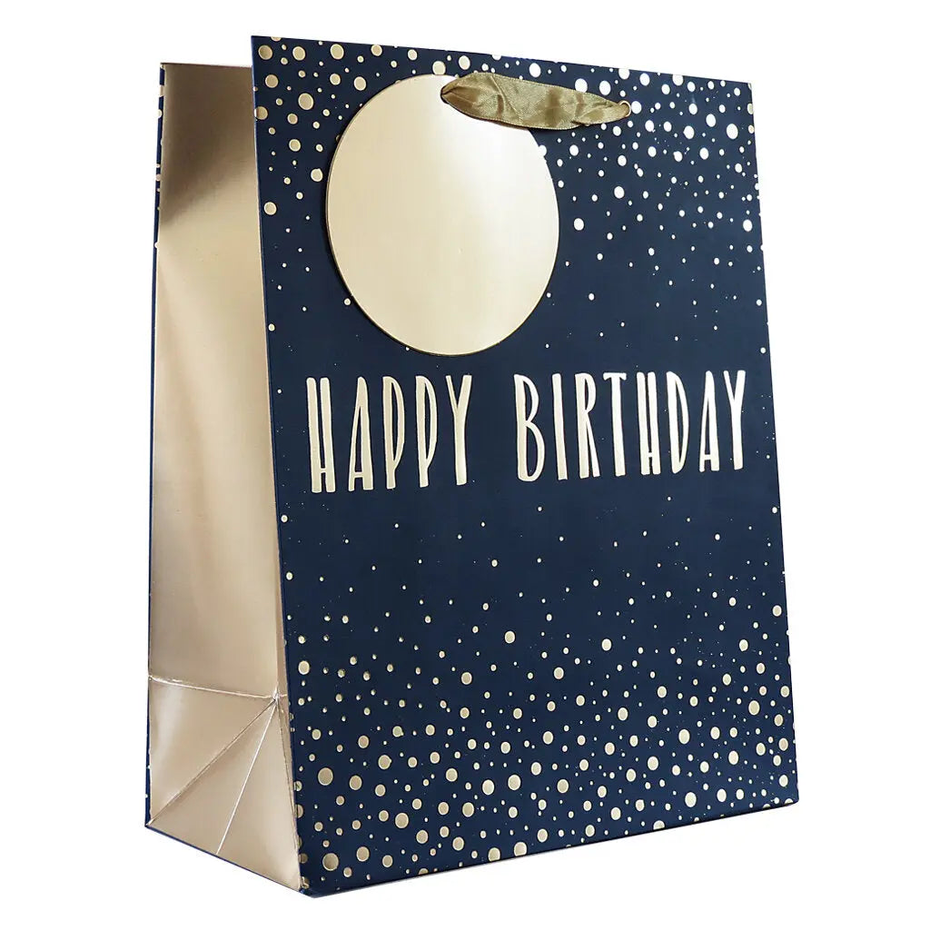 Medium Portrait Dark Blue & Gold Gift Bag My Store