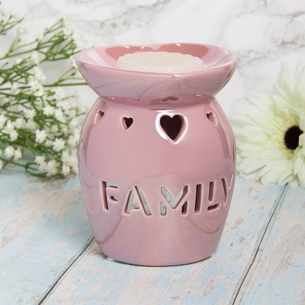 Pink Family Lustre Tea Light Wax Melt Burner LP47757