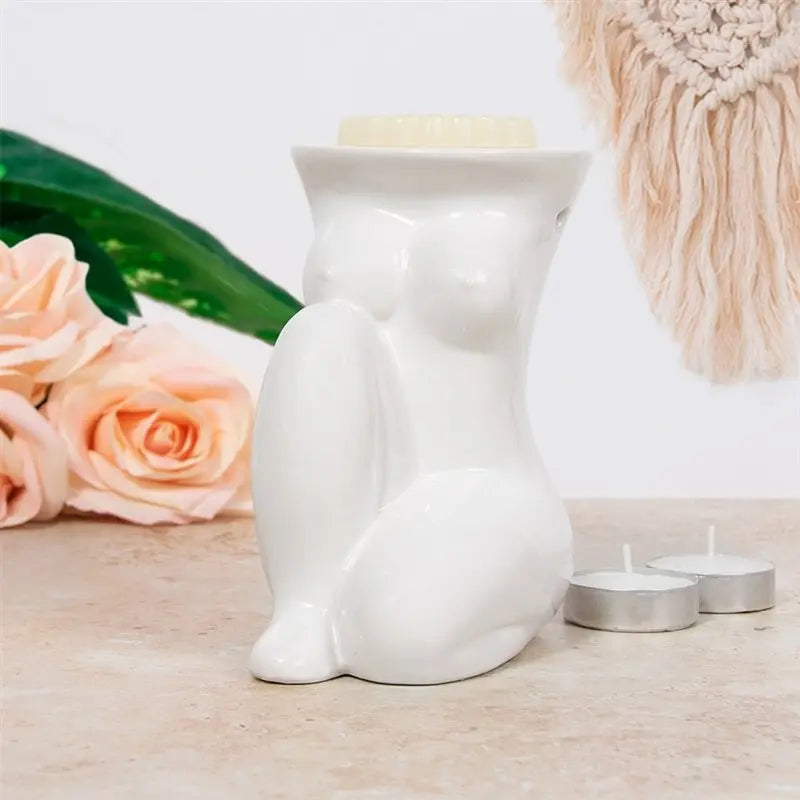 White Ceramic Kneeling Wax Melt Burner LP48647 Desire