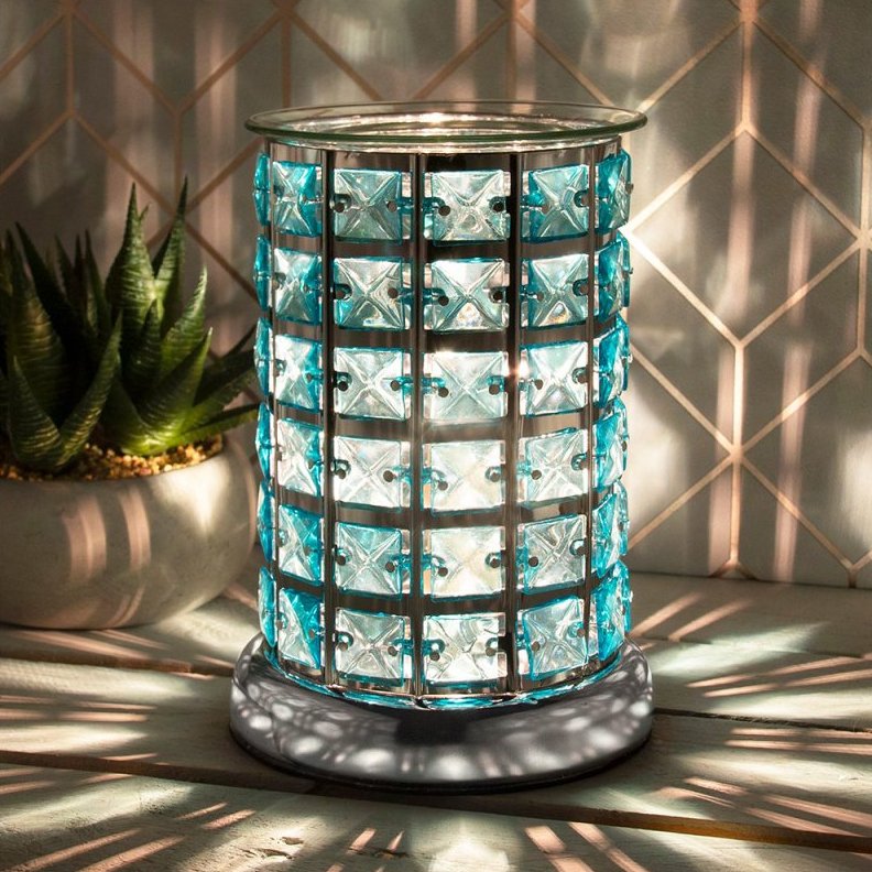 Crystal Touch Sensitive Electric Wax Burner Silver & Teal LP46013