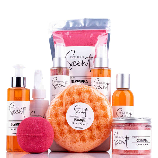 Olympea Inspired Luxury Ultimate Bundle with bath body and home fragrance products handmade in the UK