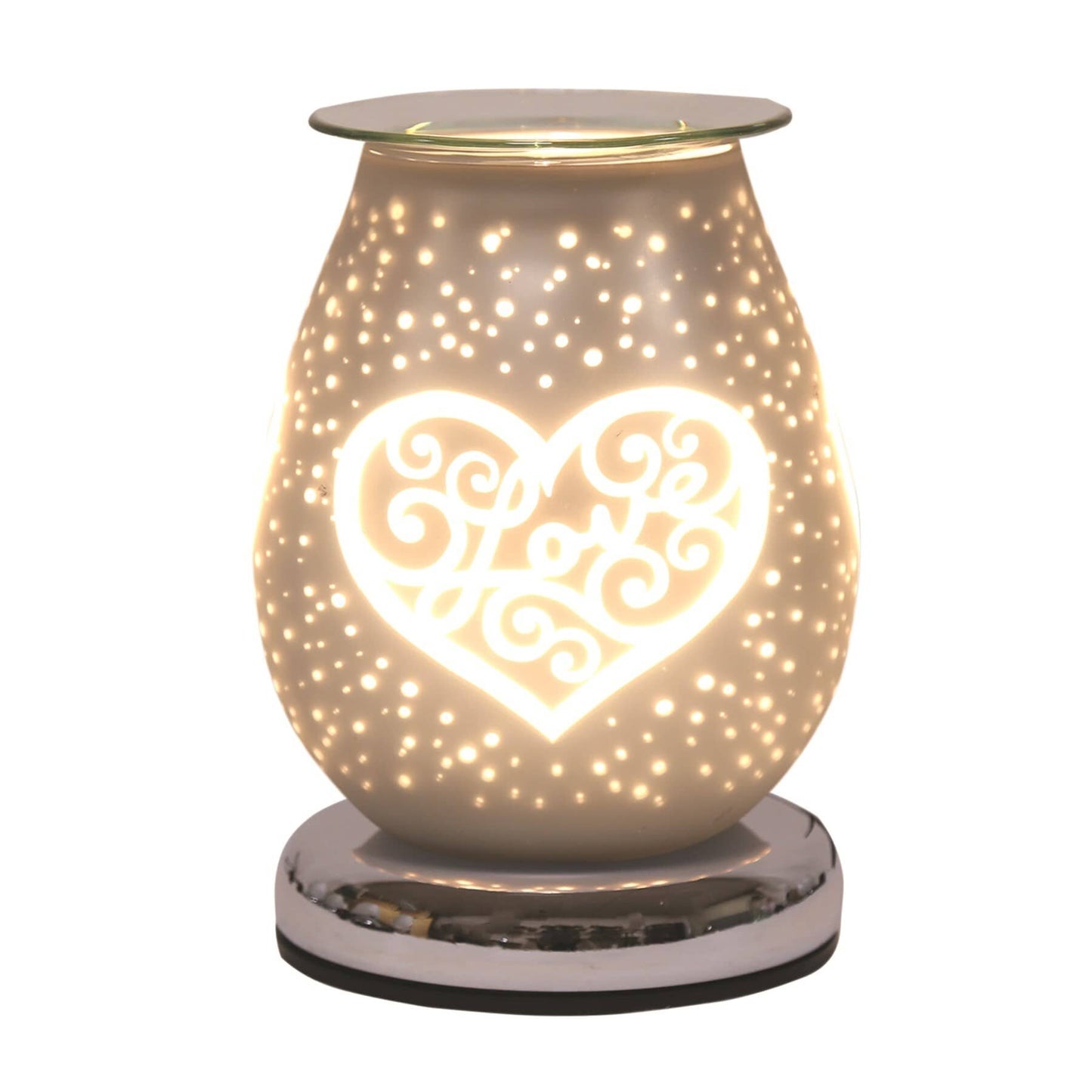 Electric Wax Melt Burner Touch - White Satin Love Heart AR1638