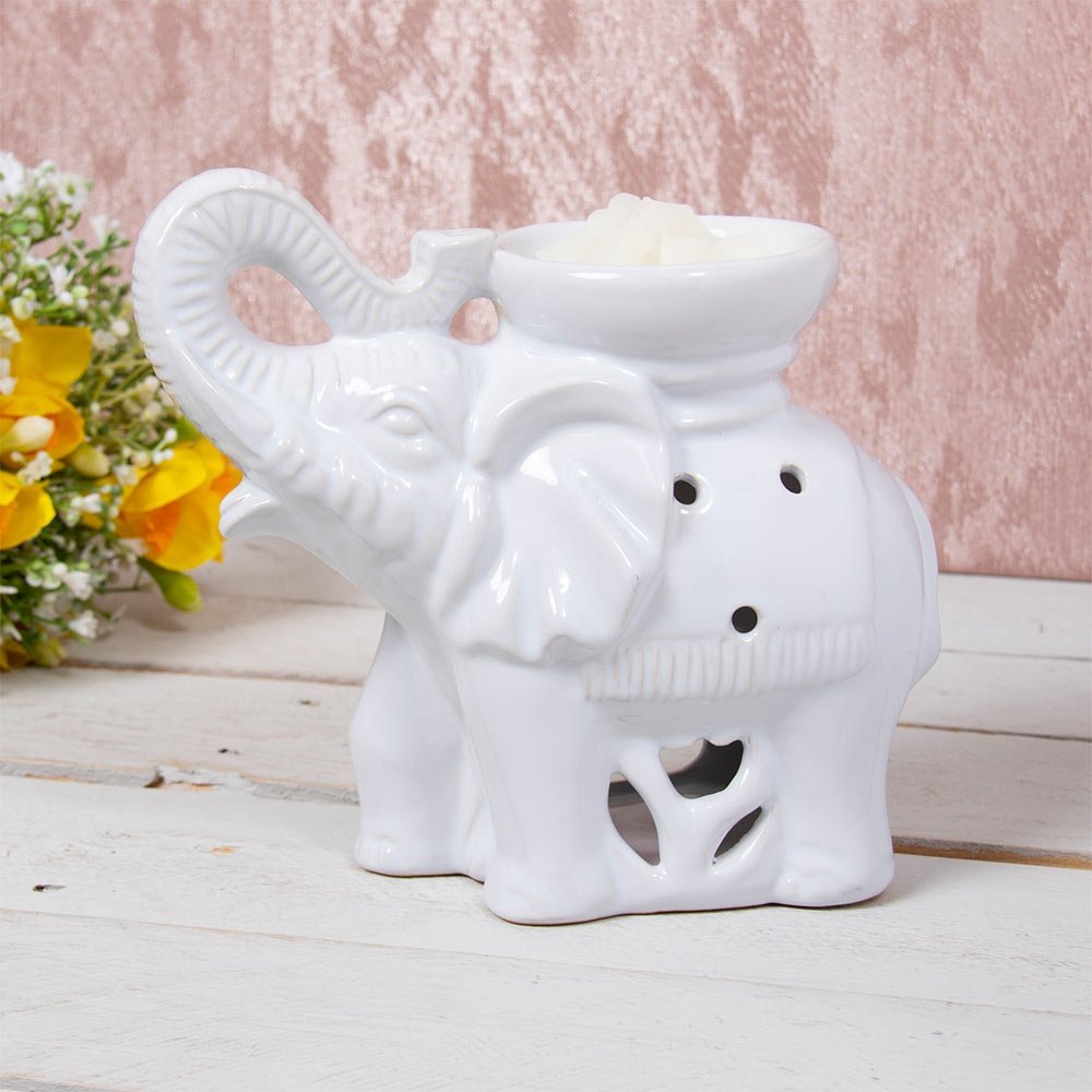 Ceramic White Elephant Wax Melt Tea Light  burner LP46884